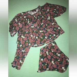 Milkbarn Teal Floral 2 piece w Matching Bib 3-6m